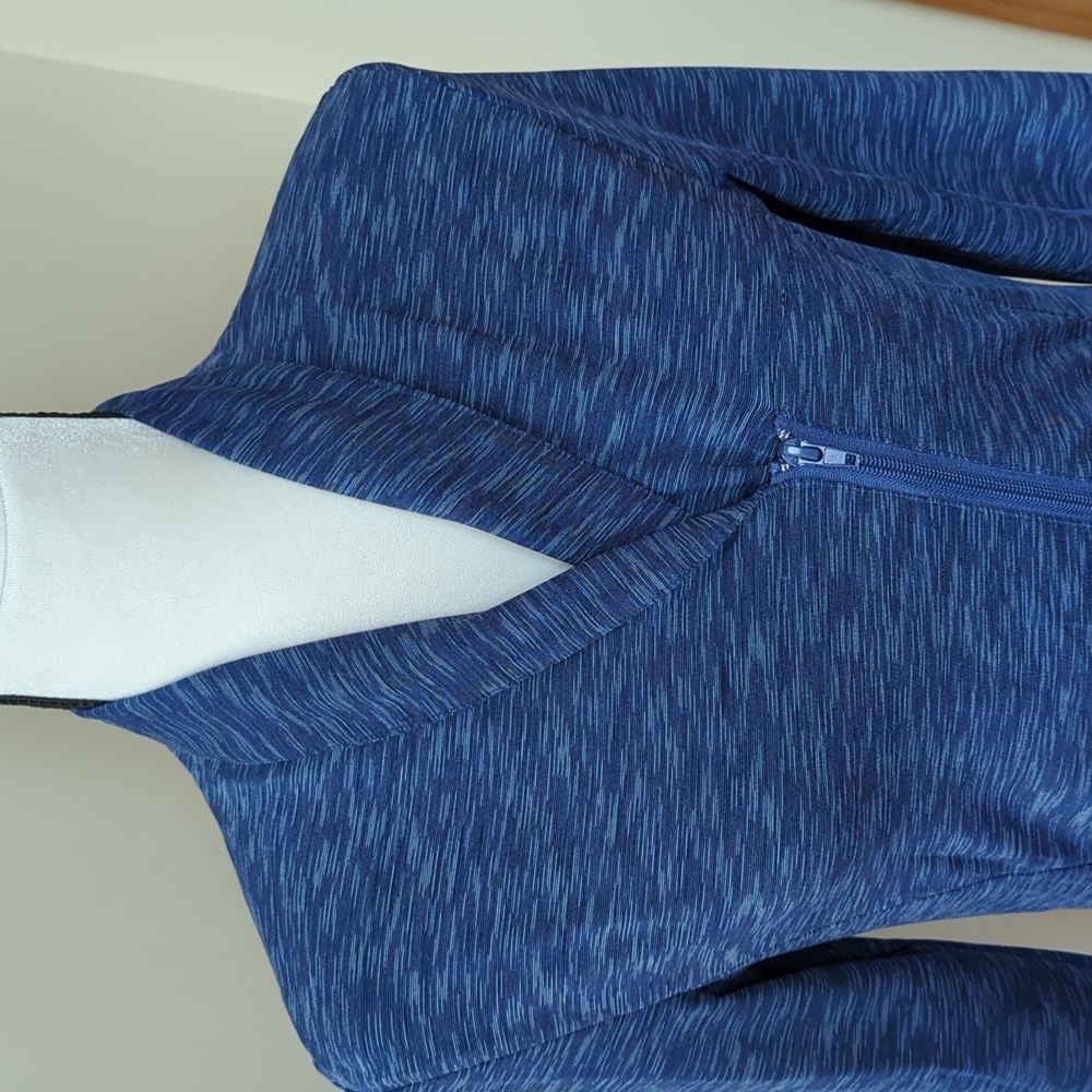 Blue Space Dye Asymmetrical Zipper Athletic Activewear Jacket LARGE Blue - Picture 7 of 13